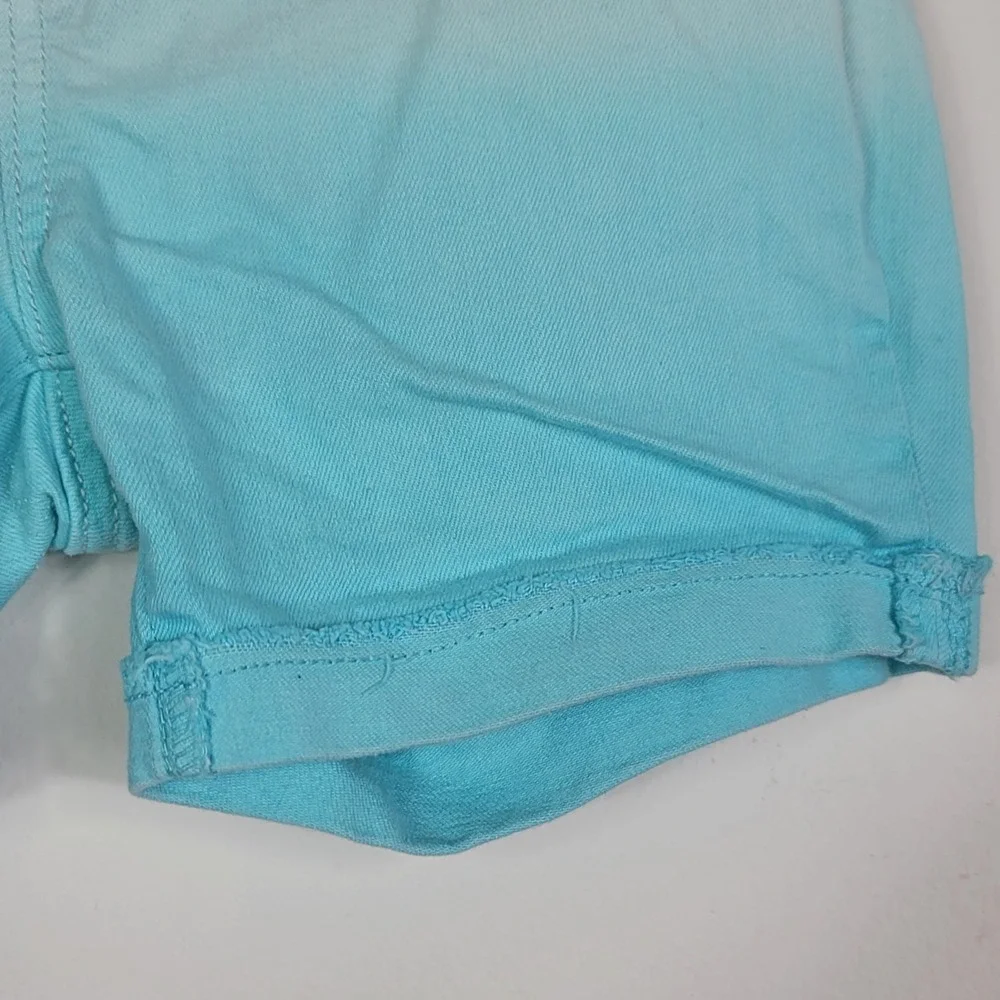Old Navy Ombre Denim Shorts Girls Sz 14 Mint Green Aqua Blue Cuffed Summer Boho